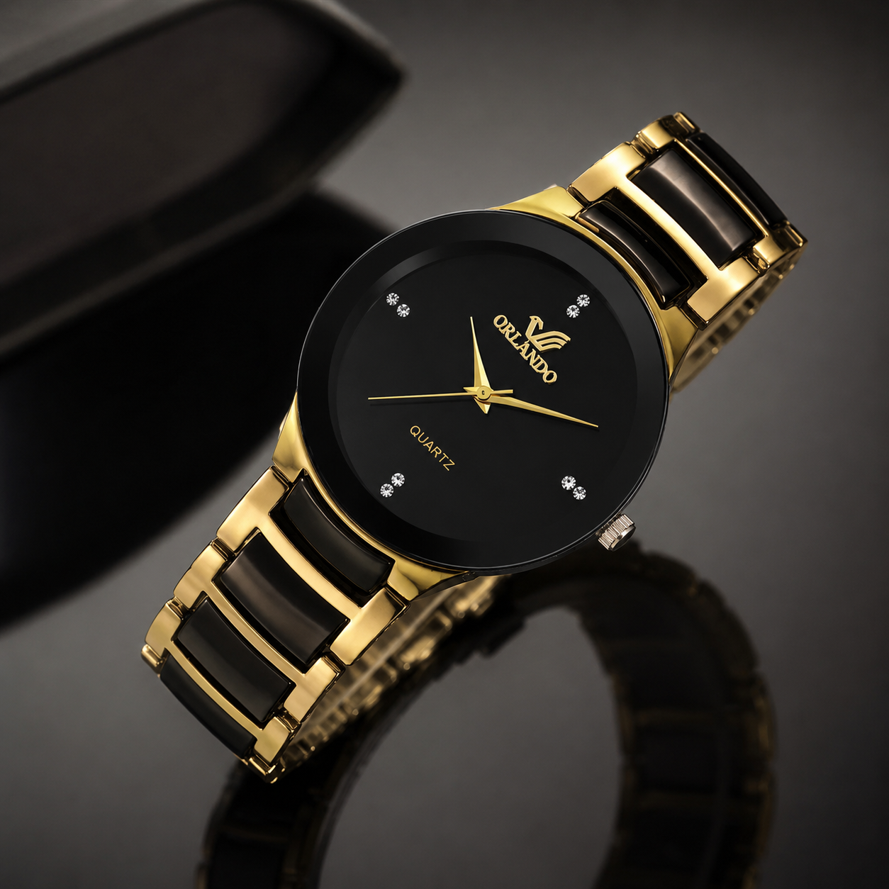 Relógio Masculino Orlando Noir Gold — Preto com Dourado