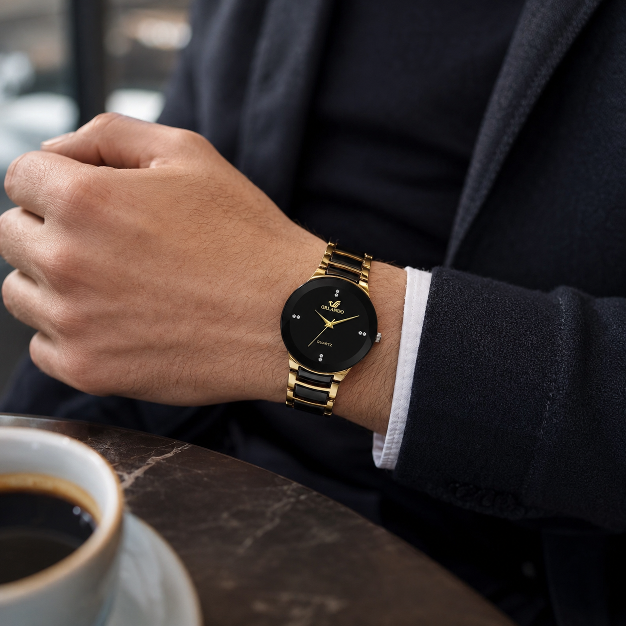 Relógio Masculino Orlando Noir Gold — Preto com Dourado
