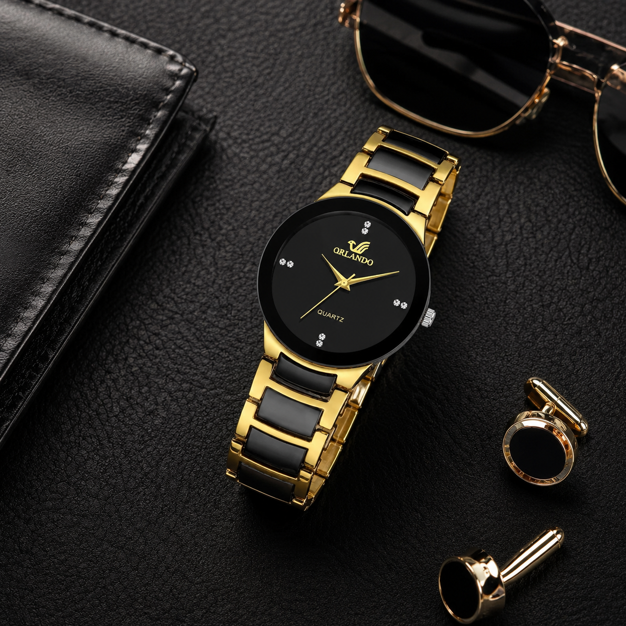Relógio Masculino Orlando Noir Gold — Preto com Dourado