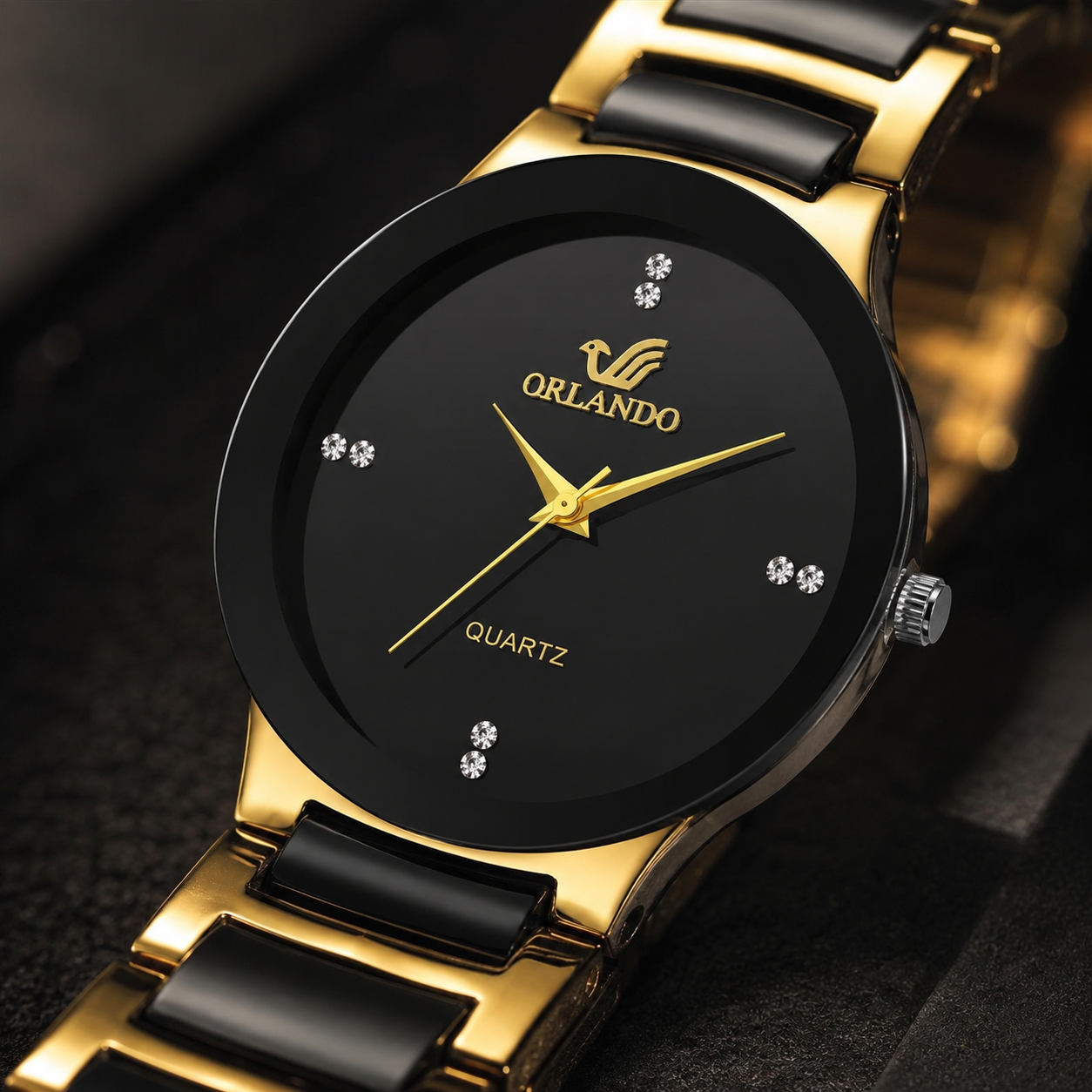 Relógio Masculino Orlando Noir Gold — Preto com Dourado