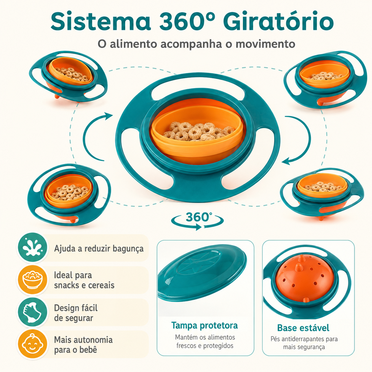 Tigela GiroKids 360° Antiderramamento