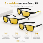 Kit VisionDrive 3 em 1 — Óculos Anti-Reflexo Polarizado para Direção