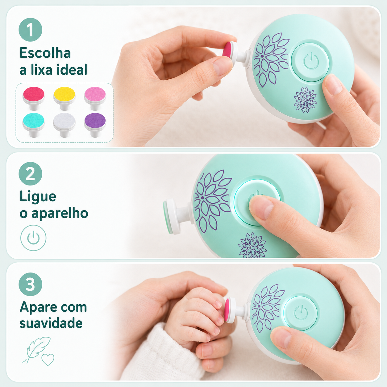 BabyNail Care – Aparador Elétrico de Unhas para Bebês