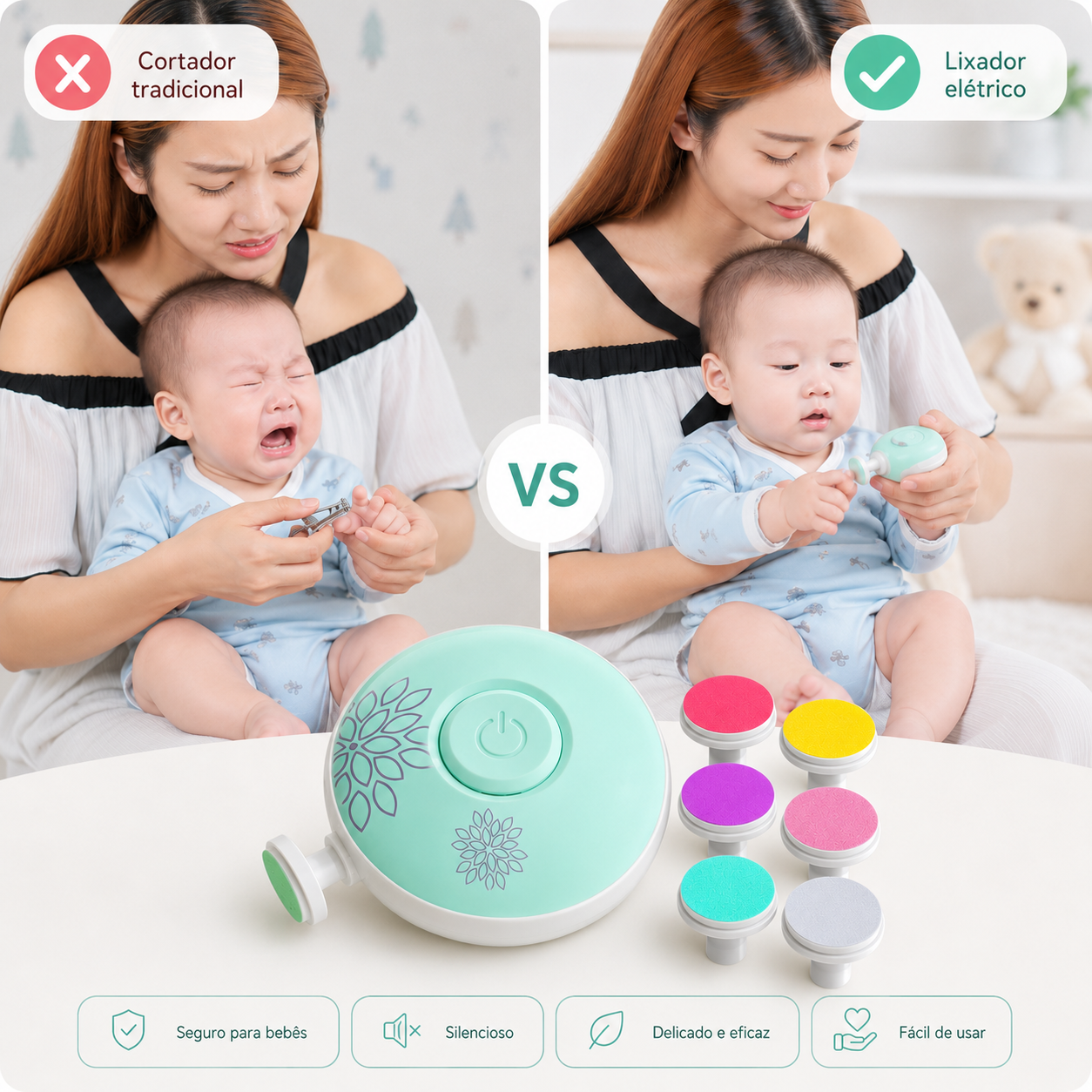 BabyNail Care – Aparador Elétrico de Unhas para Bebês