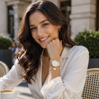 Aurora Gold — Kit Relógio Feminino + Pulseira Coração