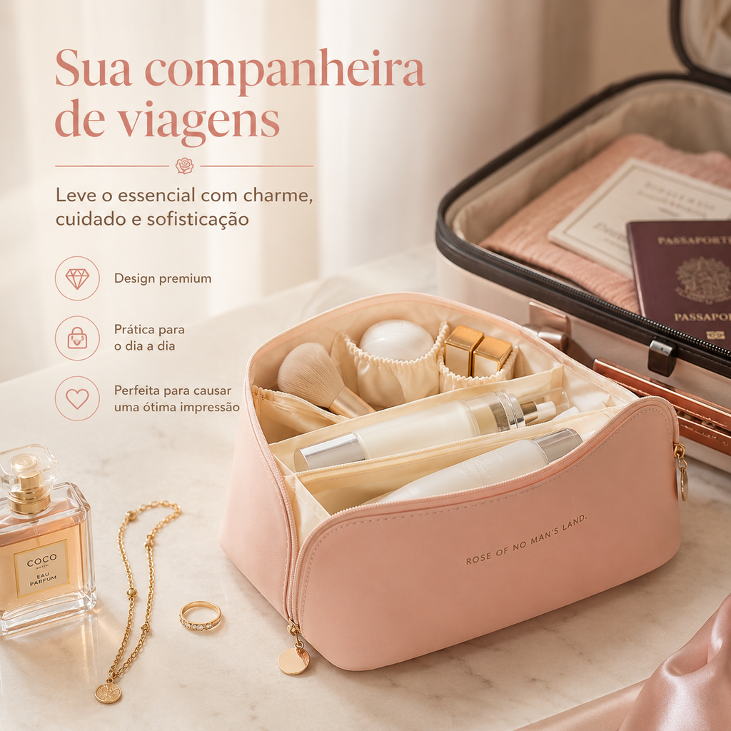Rose Land — A nécessaire que acaba com a bagunça da maquiagem dentro da bolsa