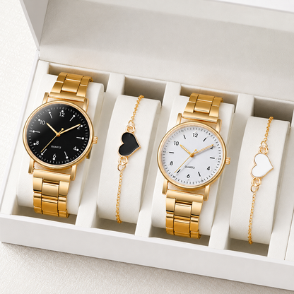 Aurora Gold — Kit Relógio Feminino + Pulseira Coração